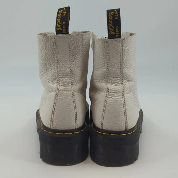 DR. MARTENS Sinclair White Milled Nappa Leather Platform Boots Zip Front Sz 10 - Picture 4 of 11